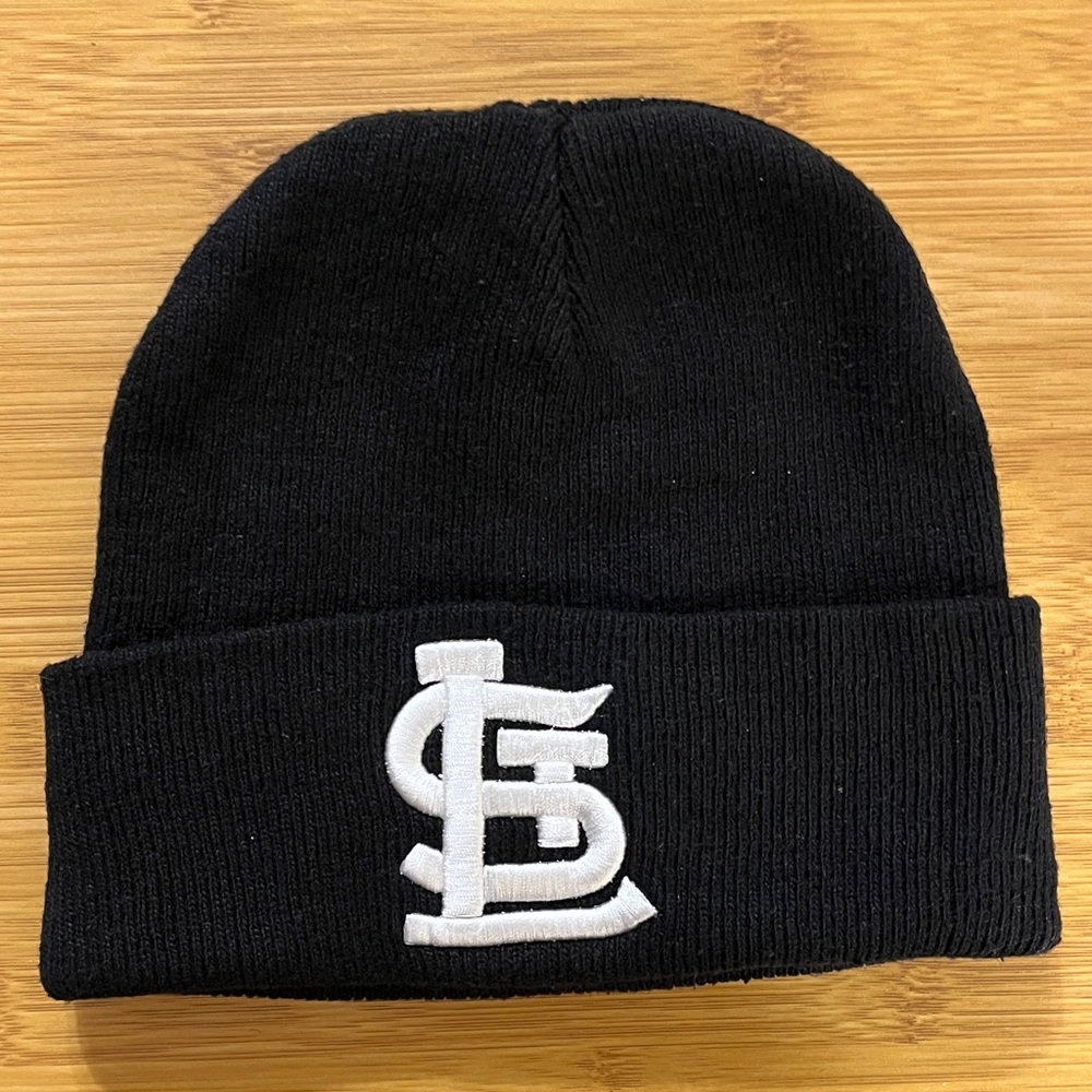 Black Knit Kids Hat with Embroidered St Louis Logo